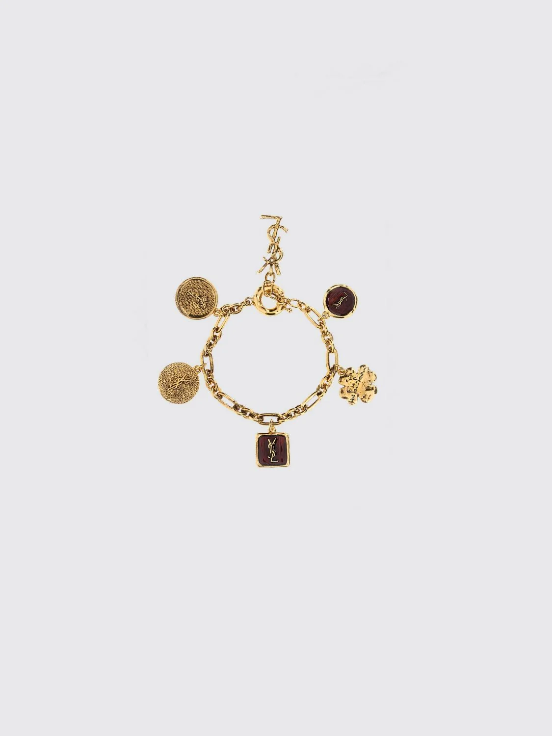 SAINT LAURENT L brass charm bracelet with ysl monogram