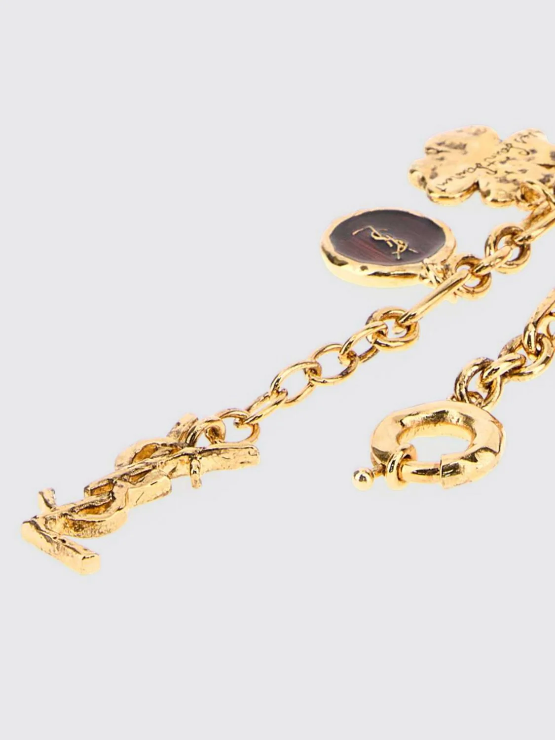 SAINT LAURENT L brass charm bracelet with ysl monogram