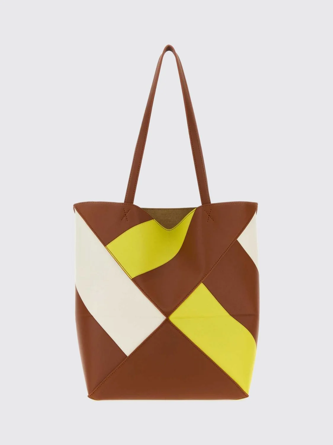 puzzle fold large bicolour calfskin tote bag