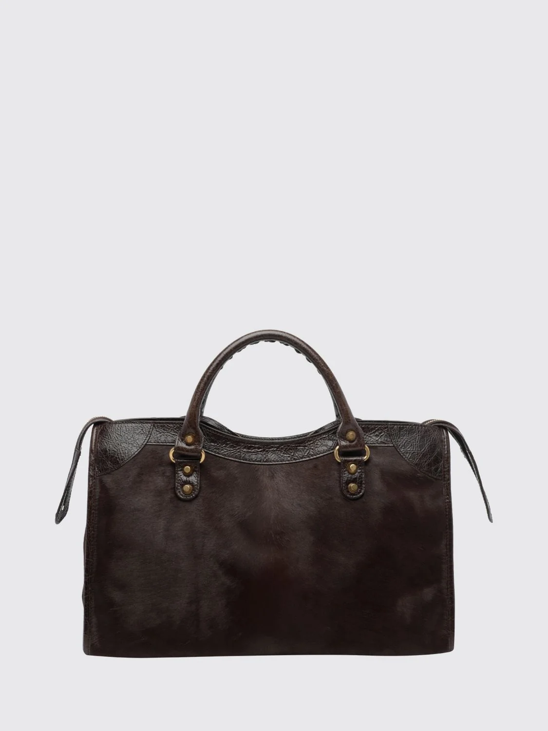BALENCIAGA OS le city medium handbag in lambskin leather with studs