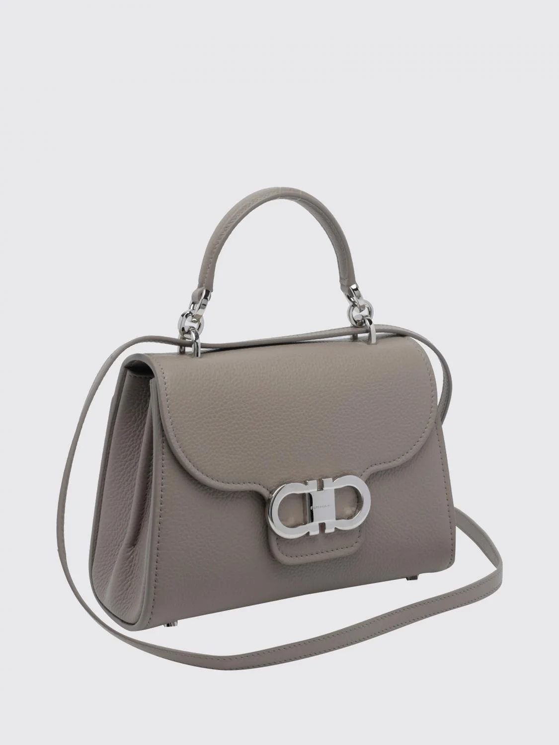 double gancini mini bag in grained calfskin with removable strap
