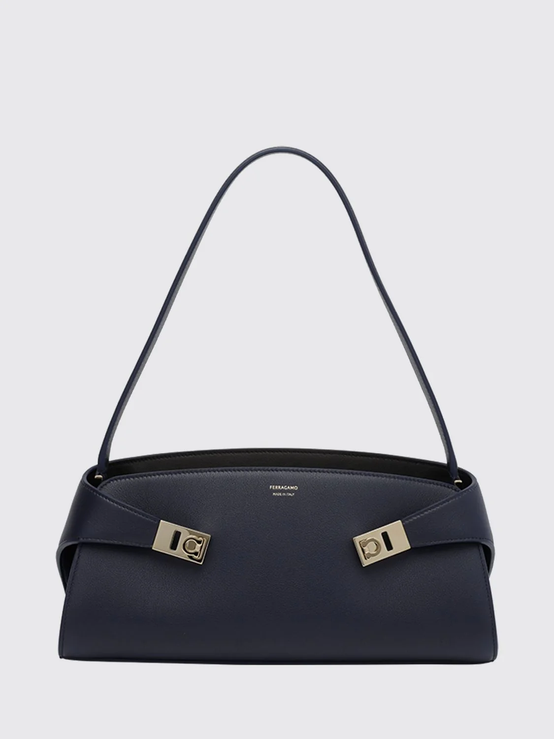 FERRAGAMO OS hug east-west shoulder bag in smooth calfskin with zip closure