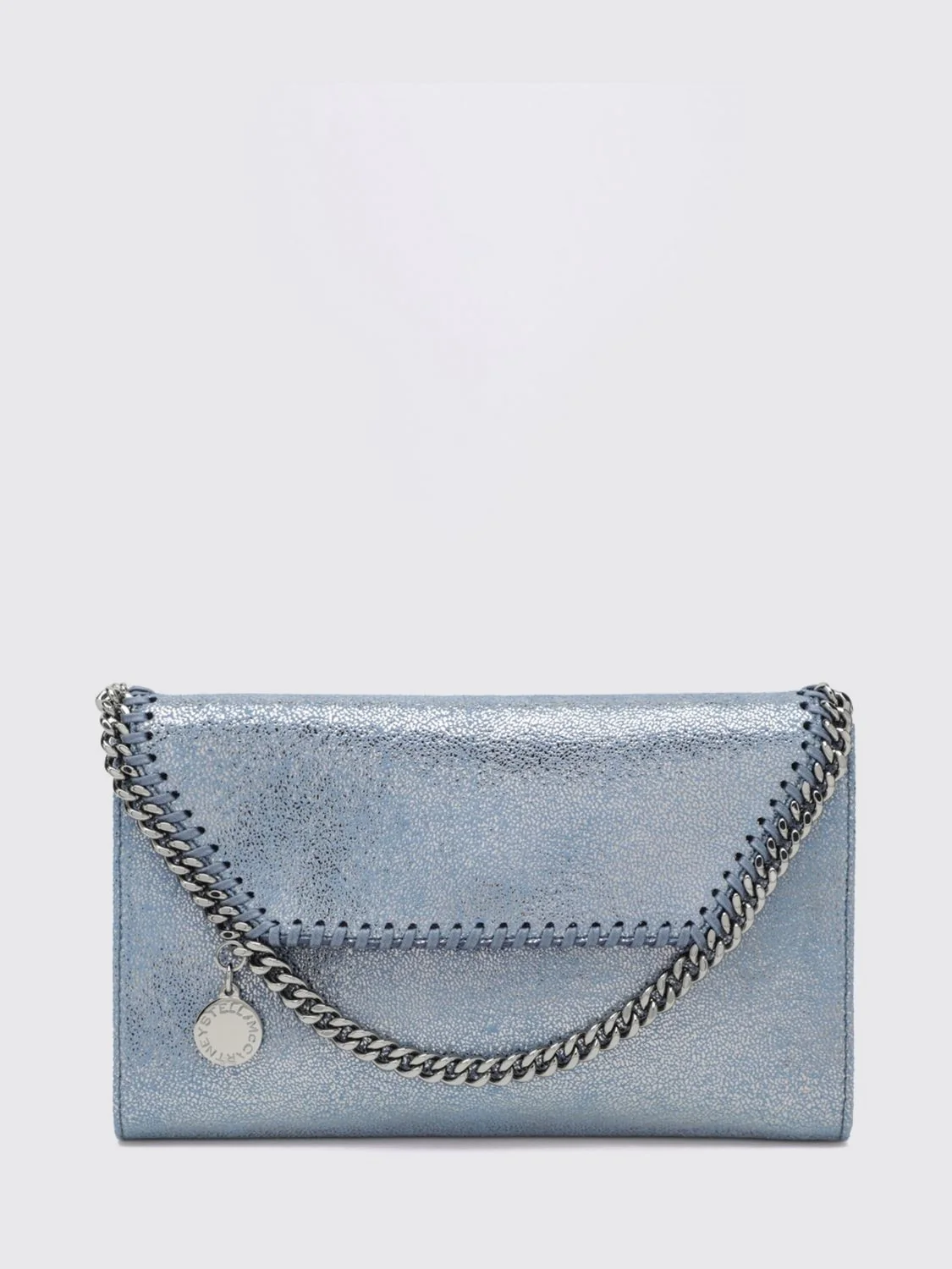 falabella wallet on chain in eco alter mat with metal chain