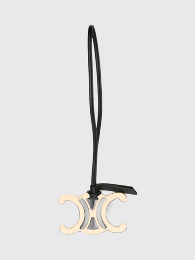 triomphe monogram keychain in smooth leather and chrome-plated brass