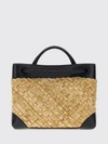 andiamo small woven raffia handbag with knot charm
