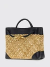 andiamo small woven raffia handbag with knot charm