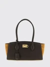 medium studio leather shoulder bag with gancini clasp