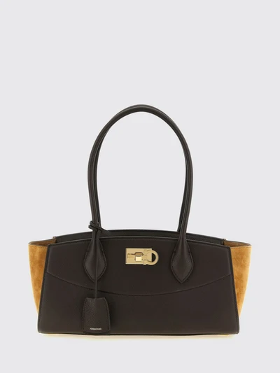 medium studio leather shoulder bag with gancini clasp