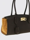 medium studio leather shoulder bag with gancini clasp