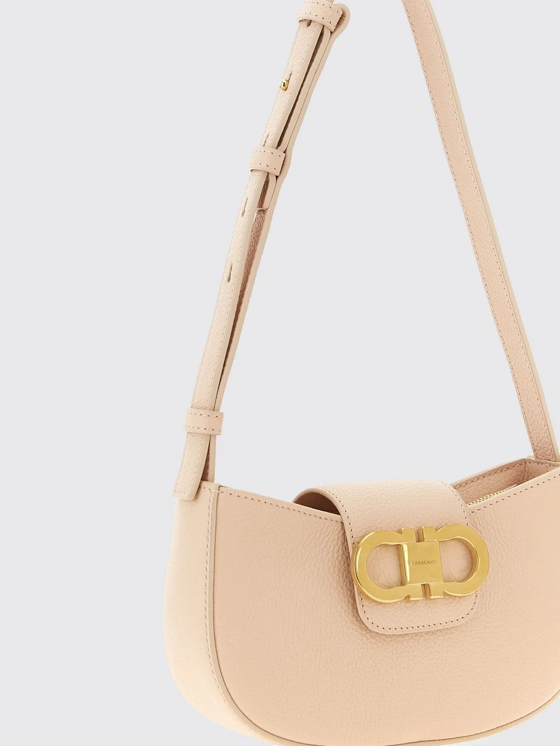 mini calfskin leather shoulder bag with gancini logo