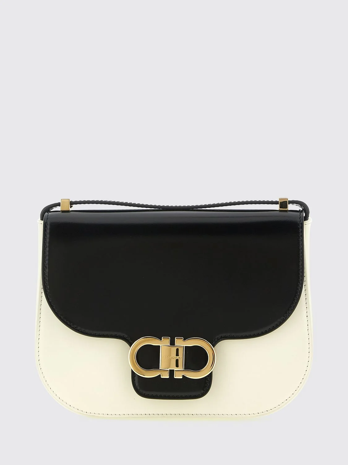 FERRAGAMO OS mini north-south bicolour leather crossbody bag