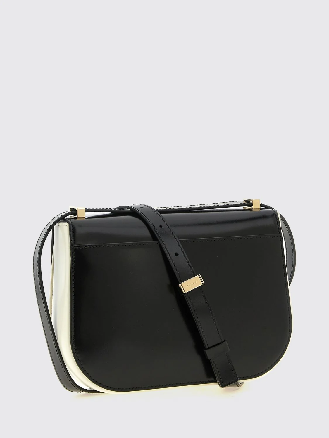 mini north-south bicolour leather crossbody bag