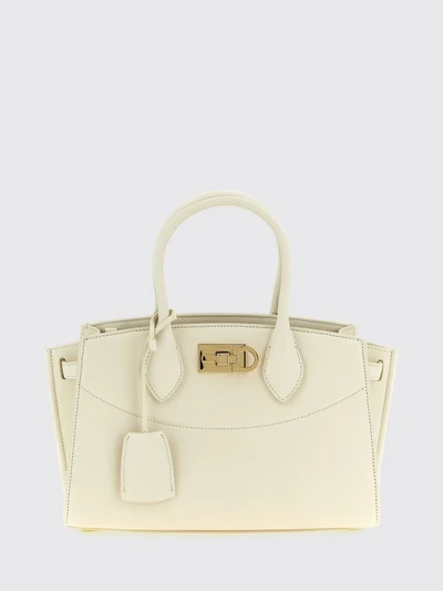medium studio calfskin leather handbag with gancini logo
