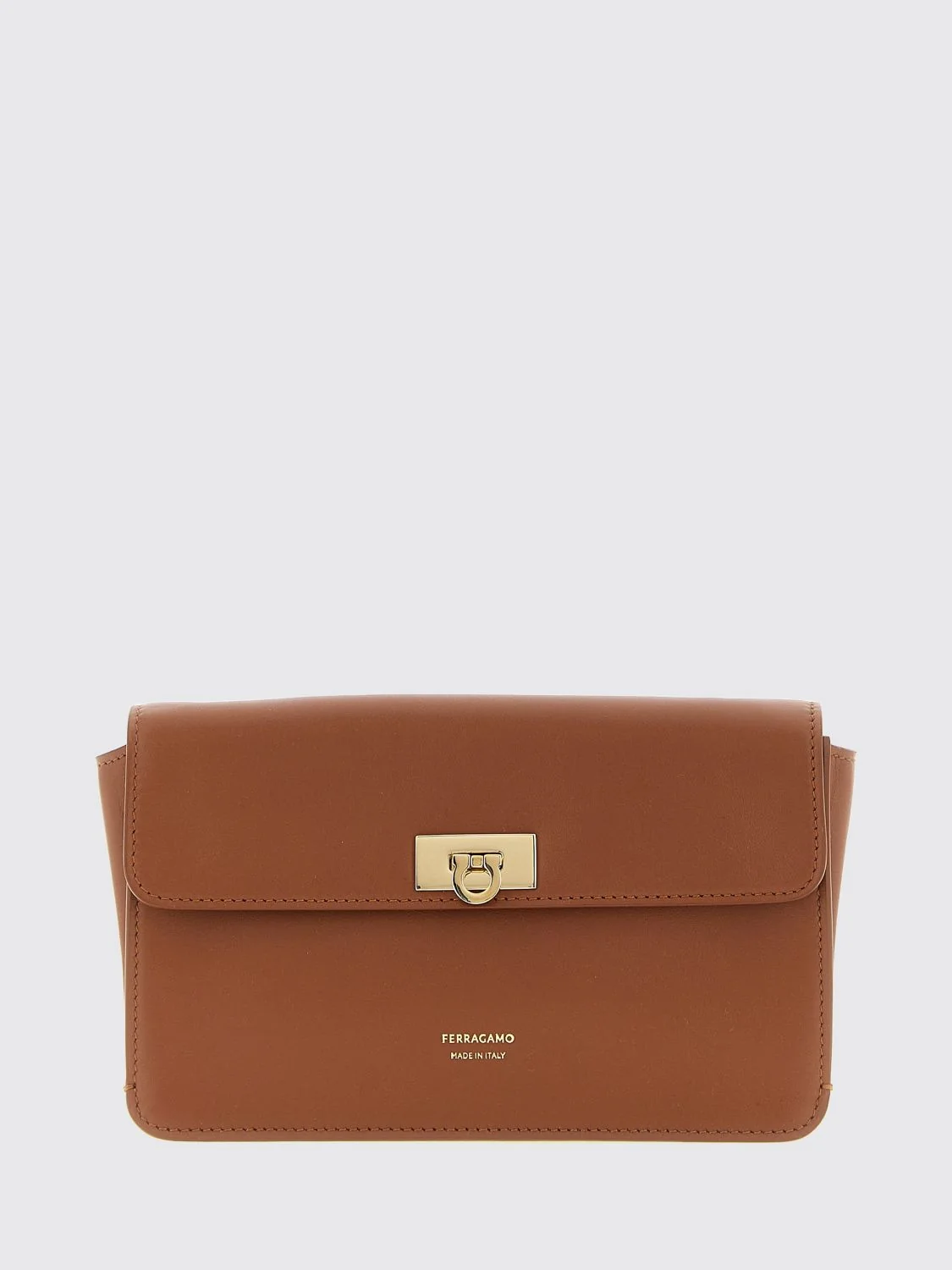FERRAGAMO OS mini calfskin leather crossbody bag with gancini logo
