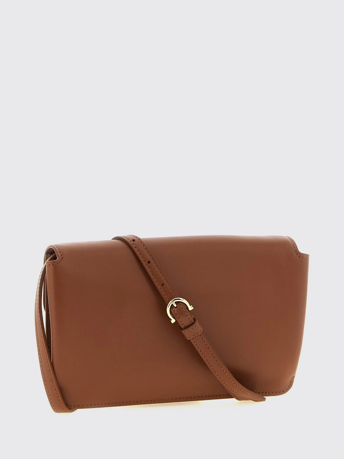 FERRAGAMO OS mini calfskin leather crossbody bag with gancini logo