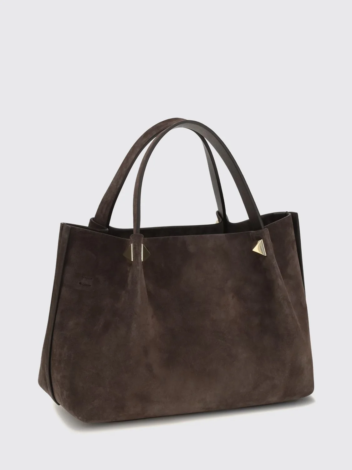 suede handbag with vlogo and studs