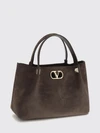 suede handbag with vlogo and studs