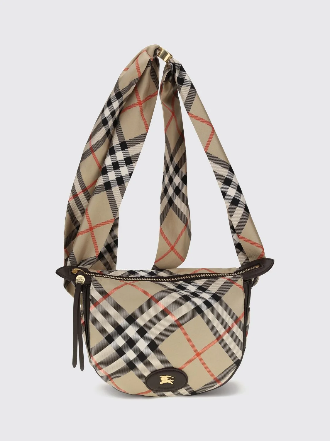 BURBERRY OS silk crossbody bag with vintage check pattern and ekd logo