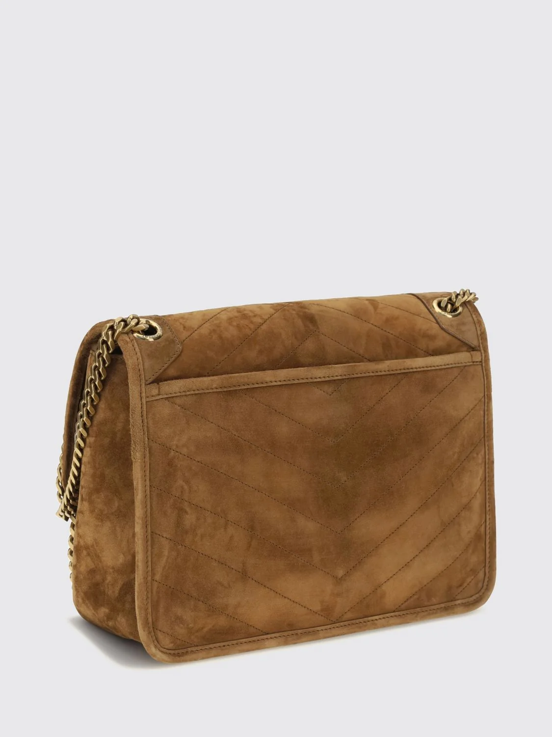 medium niki suede shoulder bag with chevron pattern