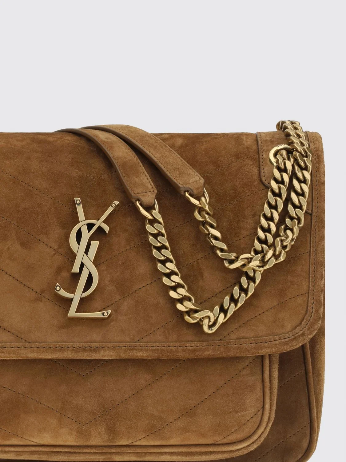 medium niki suede shoulder bag with chevron pattern