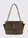 niki quilted suede shoulder bag with ysl logo
