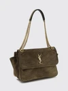 niki quilted suede shoulder bag with ysl logo