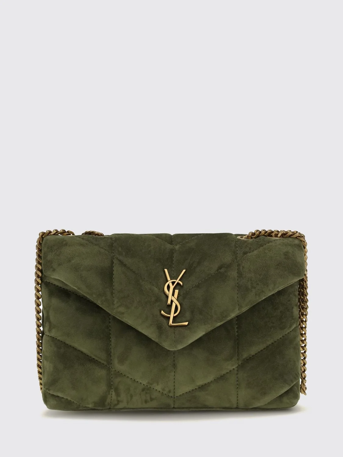 puffer quilted calfskin leather mini bag with ysl logo