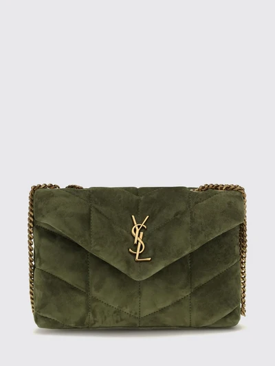 puffer quilted calfskin leather mini bag with ysl logo