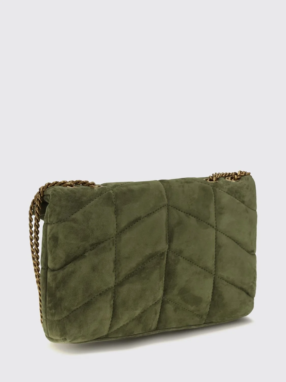 puffer quilted calfskin leather mini bag with ysl logo