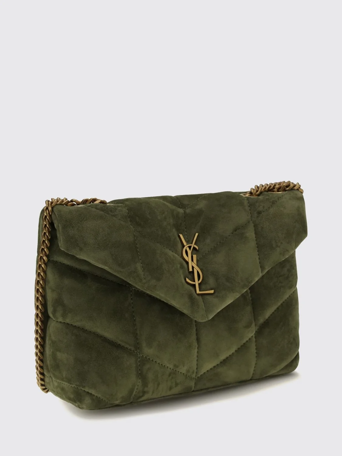 puffer quilted calfskin leather mini bag with ysl logo