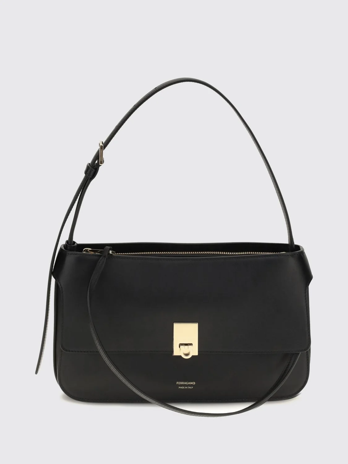 mini calfskin leather shoulder bag with gancini clasp