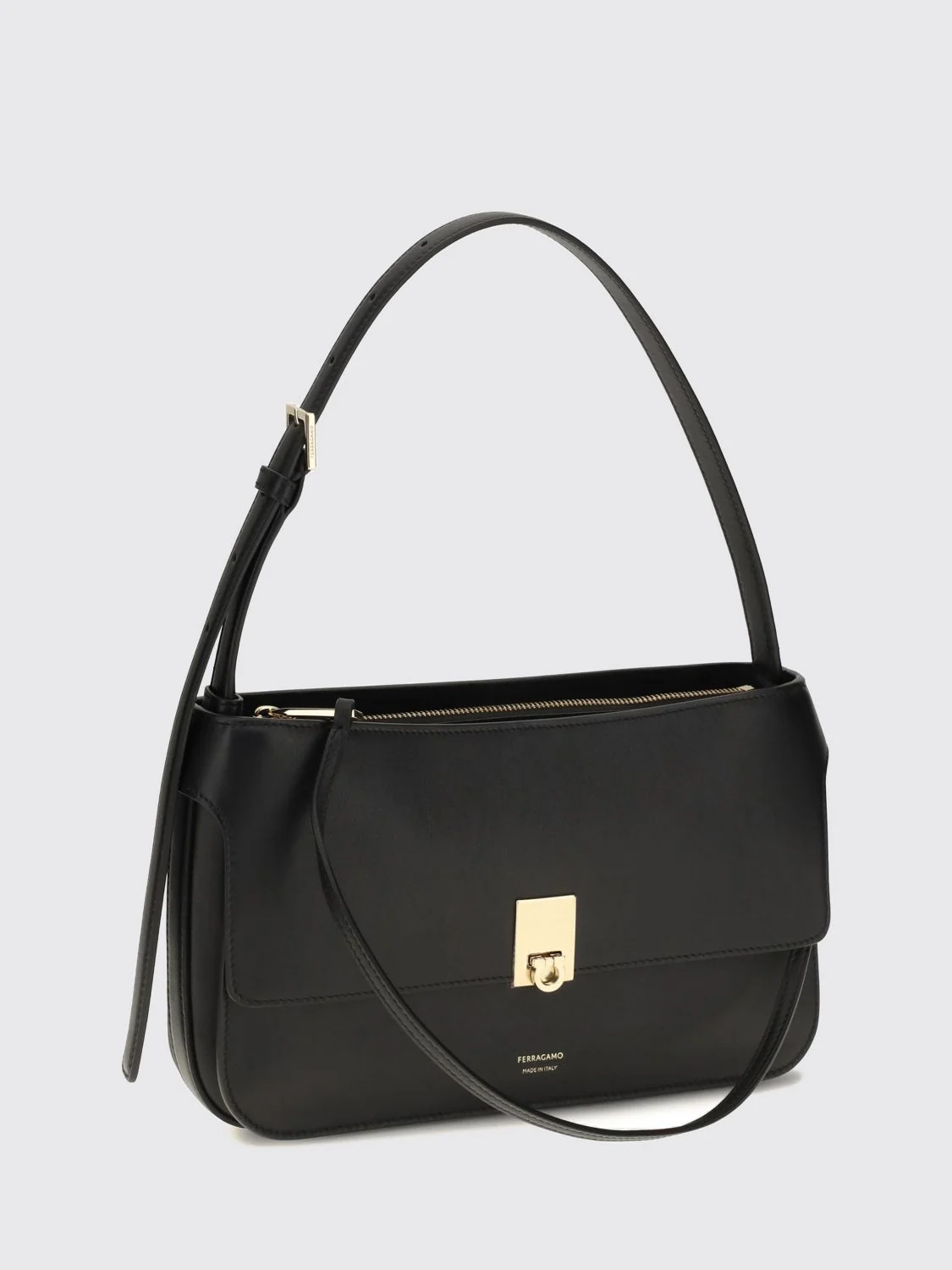 mini calfskin leather shoulder bag with gancini clasp