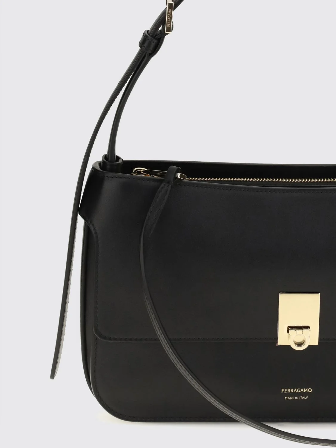 mini calfskin leather shoulder bag with gancini clasp