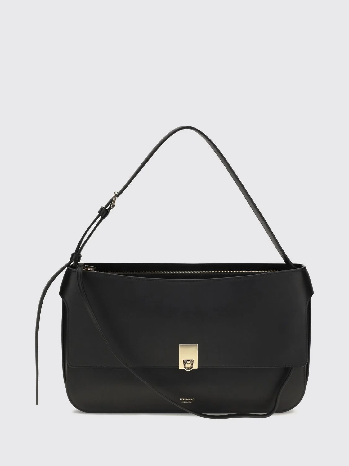 small calfskin leather shoulder bag with gancini logo