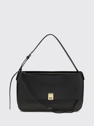 small calfskin leather shoulder bag with gancini logo