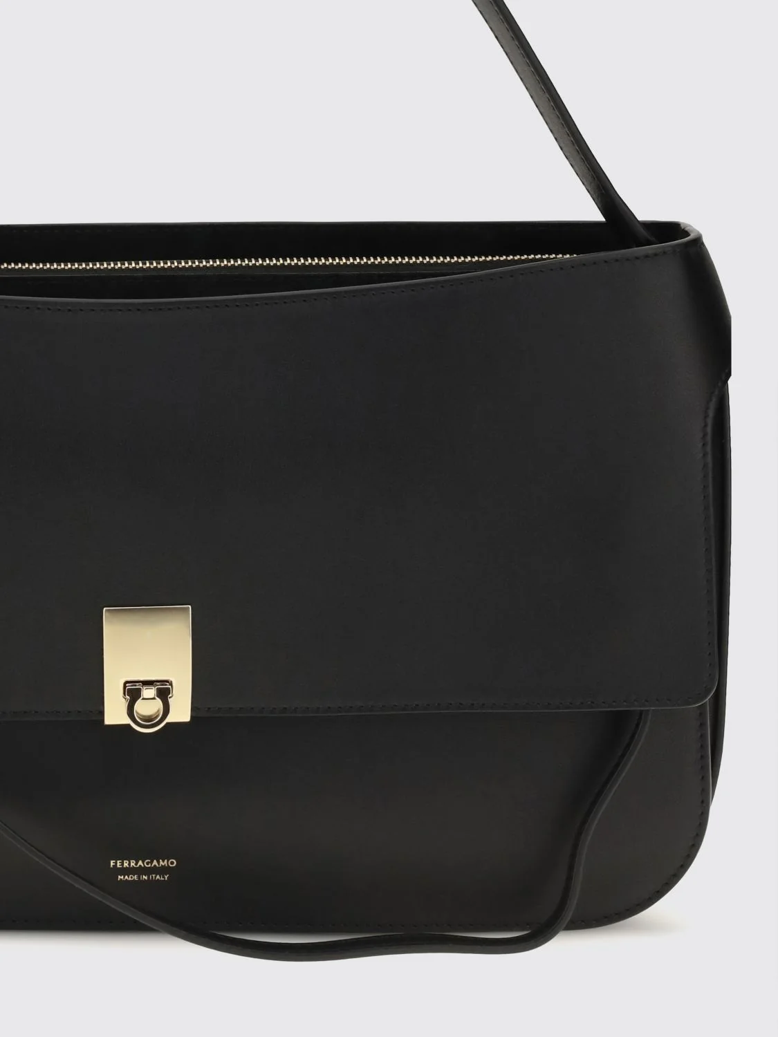 small calfskin leather shoulder bag with gancini logo
