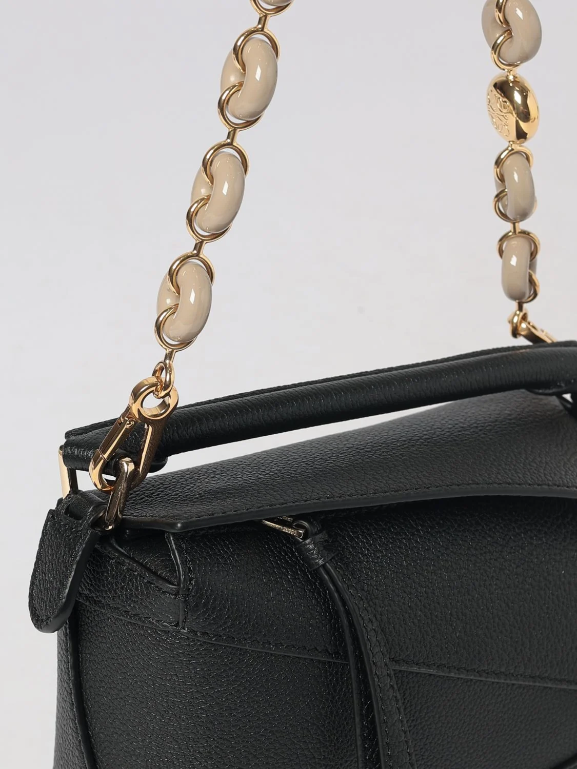 LOEWE OS donut bag strap in acetate and metal with engraved logo
