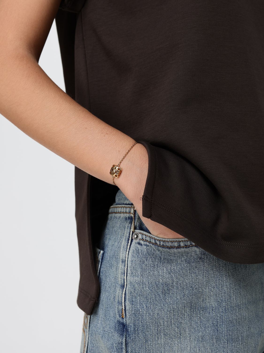 LOEWE OS anagram brass bracelet with drawstring closure