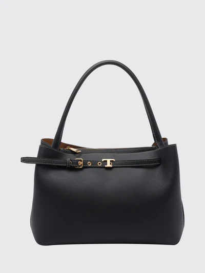 grained calf leather shoulder bag with t timeless logo and hook closure