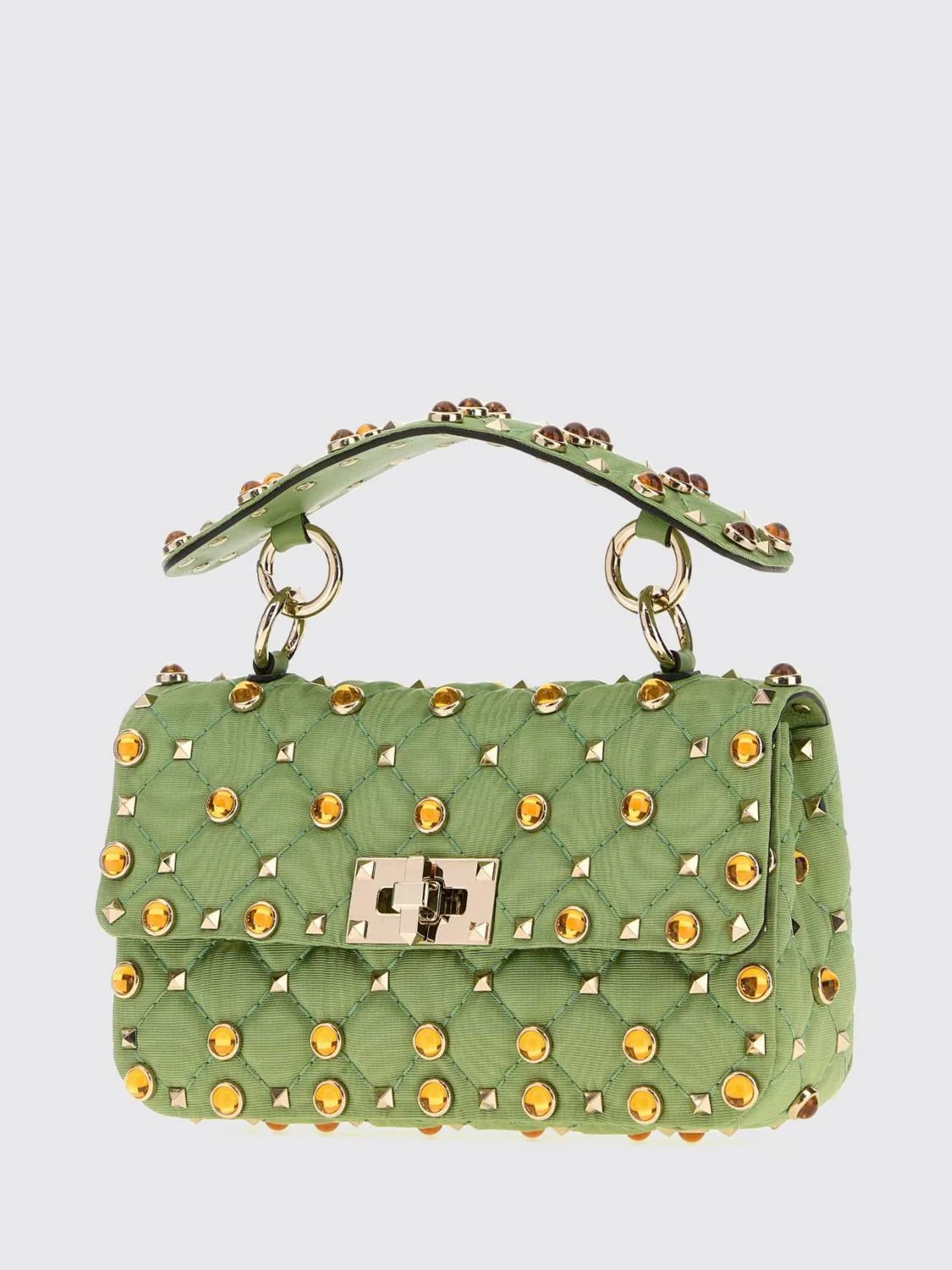 rockstud quilted twill mini bag with studs