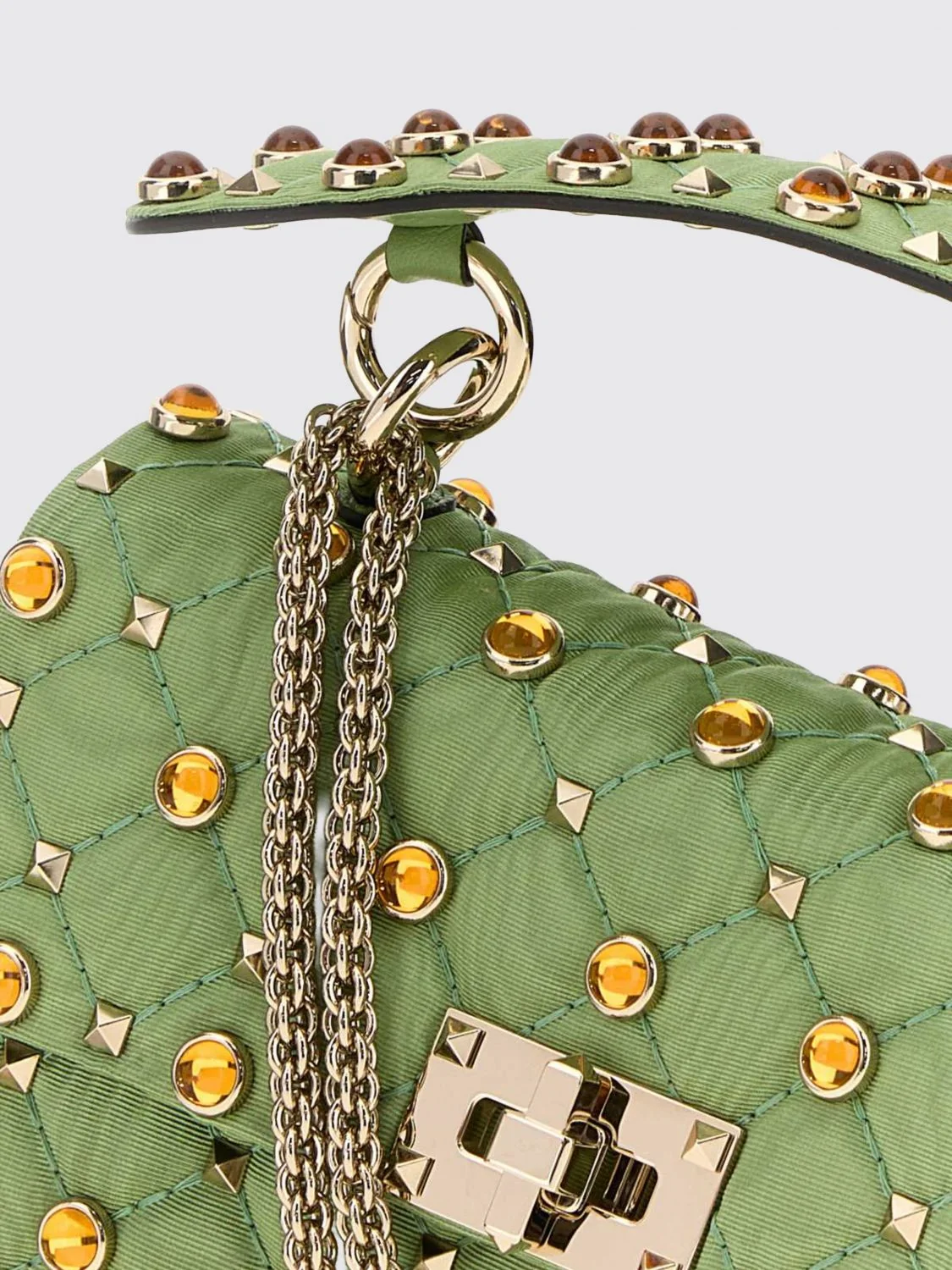 rockstud quilted twill mini bag with studs