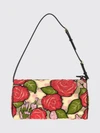 devain cotton blend shoulder bag with floral embroidery