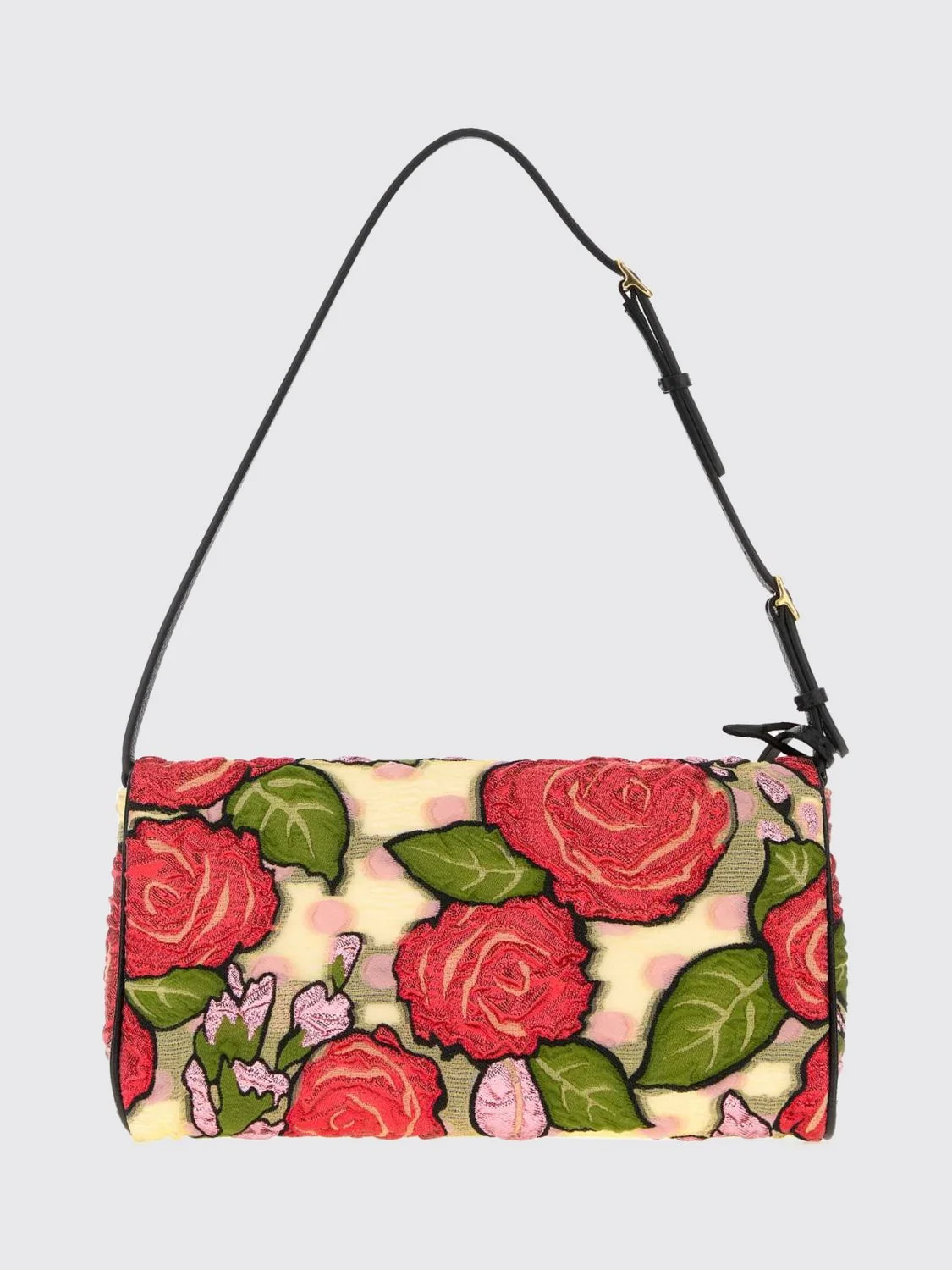 devain cotton blend shoulder bag with floral embroidery