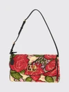 devain cotton blend shoulder bag with floral embroidery