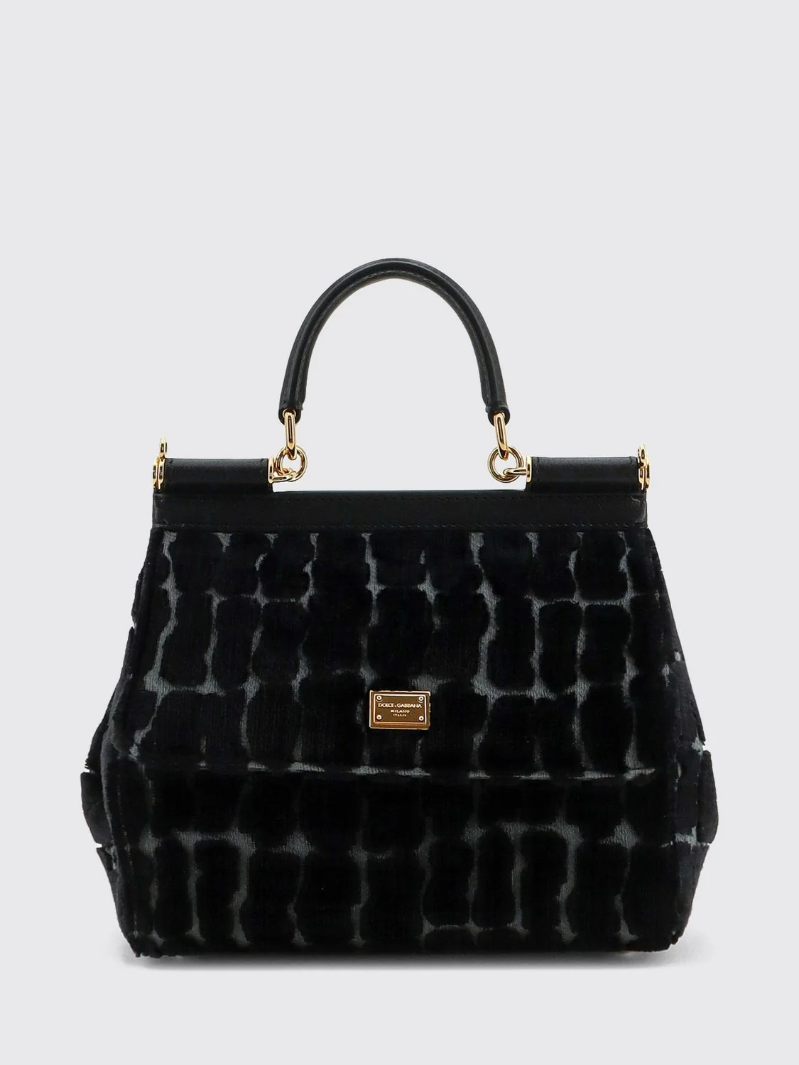 DOLCE amp; GABBANA OS sicily velvet and calfskin handbag