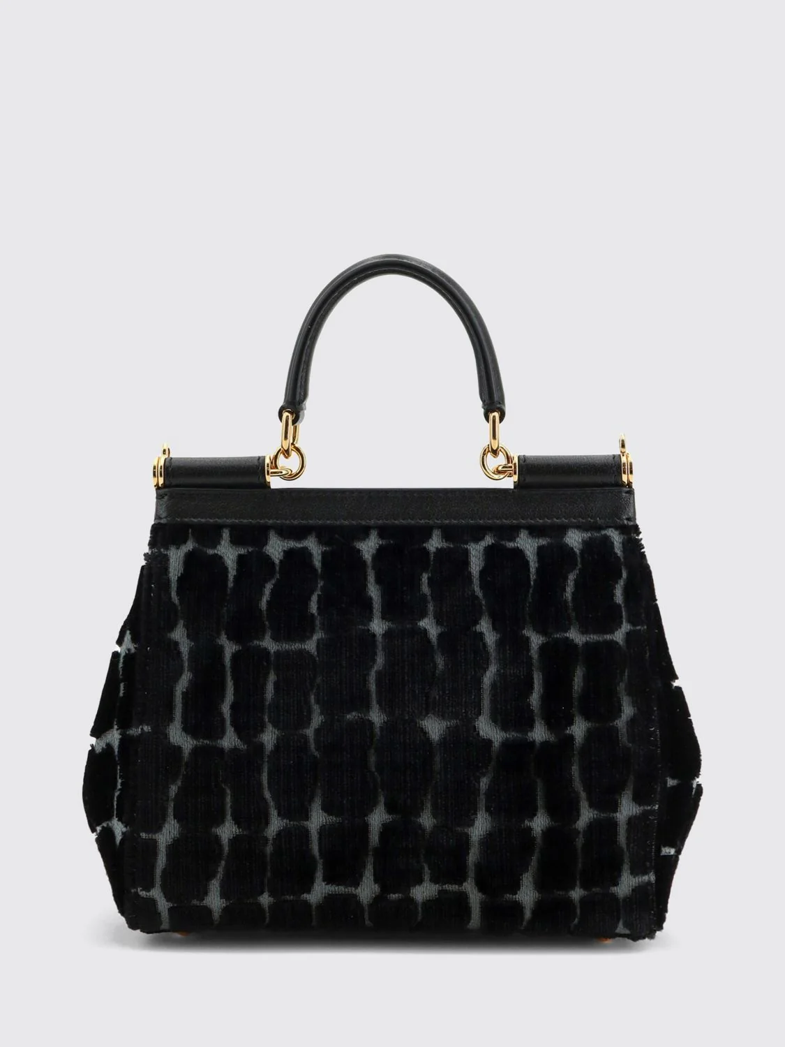 DOLCE amp; GABBANA OS sicily velvet and calfskin handbag