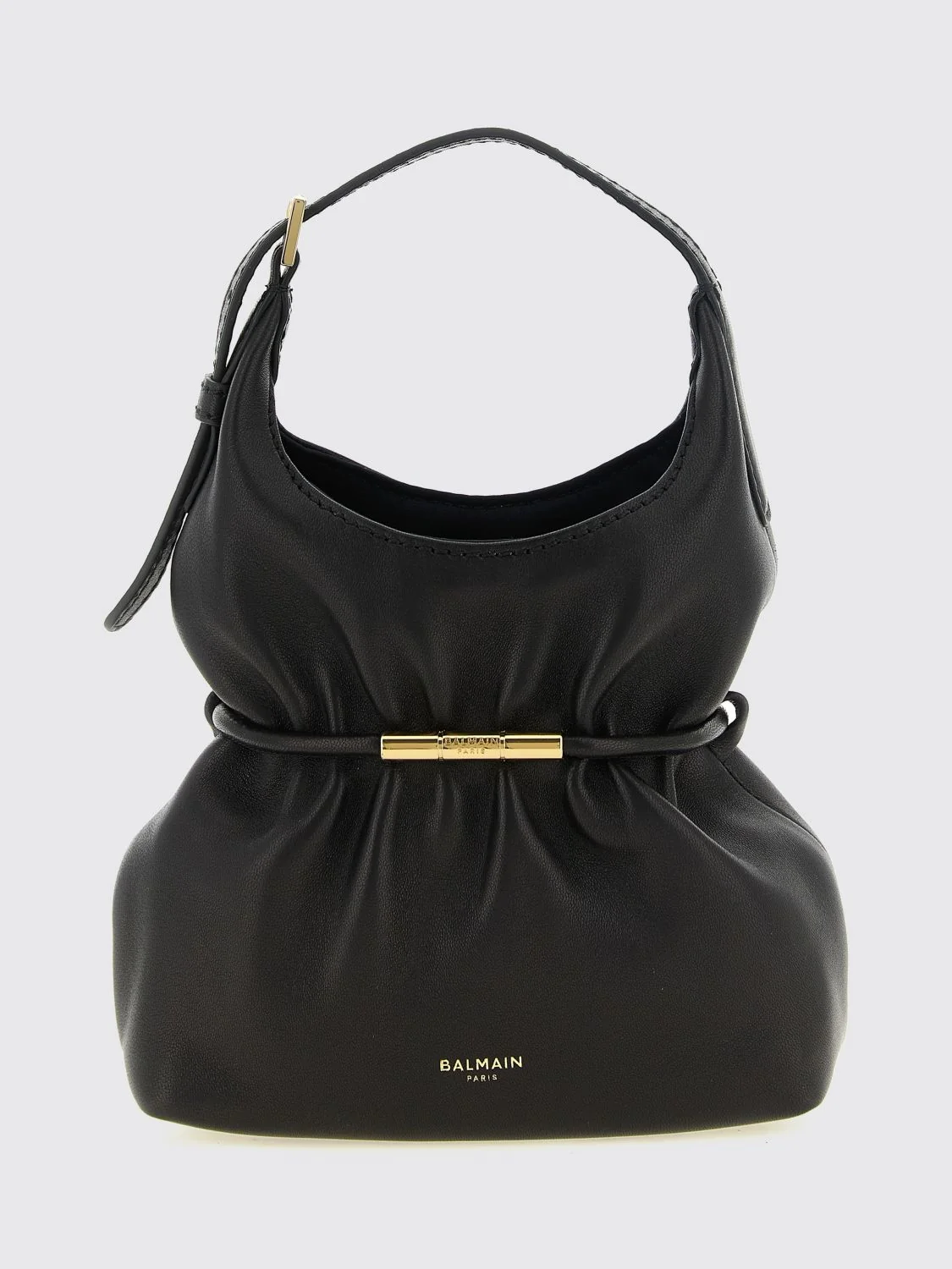 BALMAIN OS sphynx ruched lambskin mini bag with adjustable handle