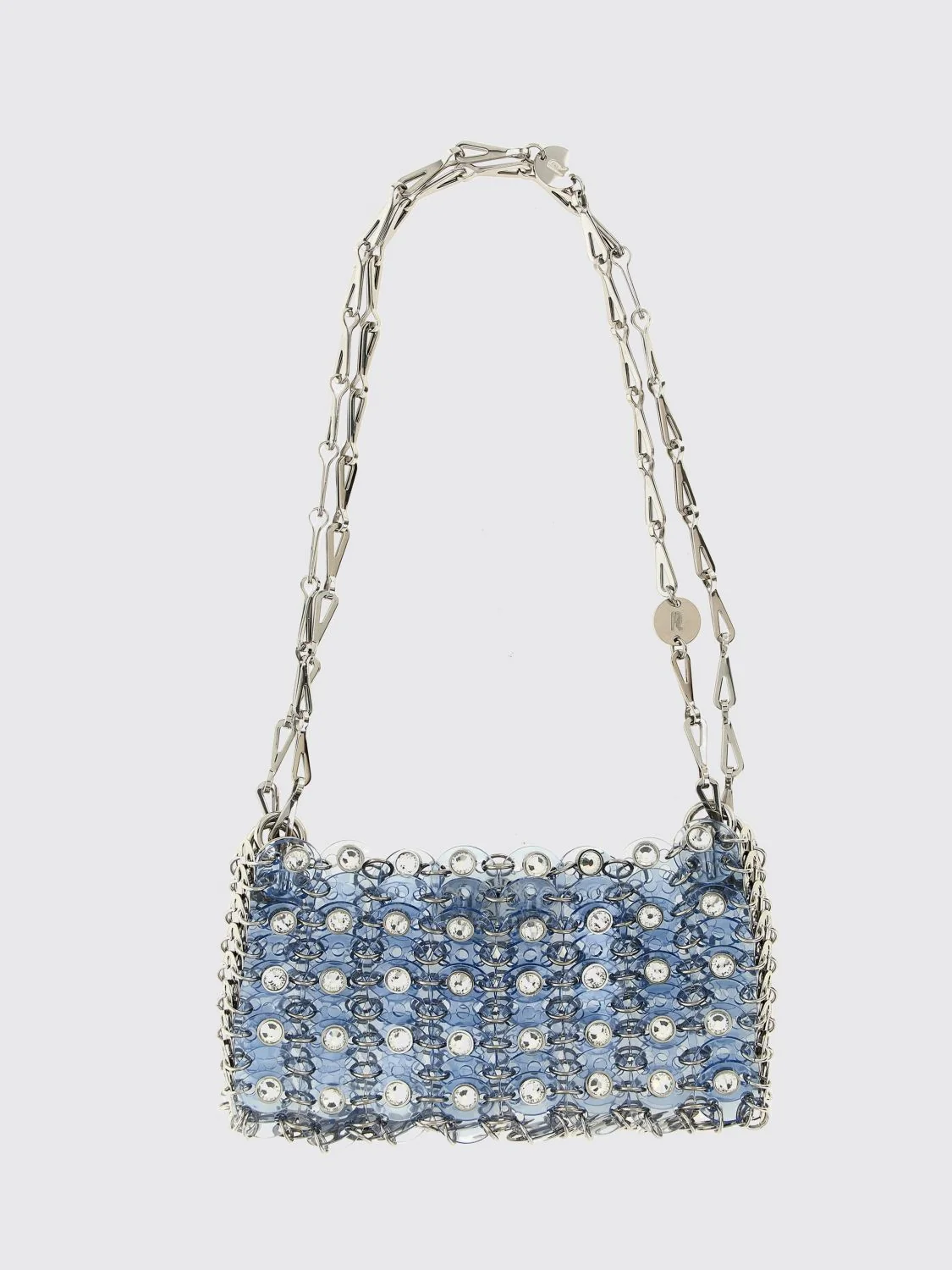 RABANNE OS 1969 nano shoulder bag in resin and metal mesh