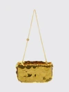 sparkle leather and polyester shoulder bag with metallic handle
