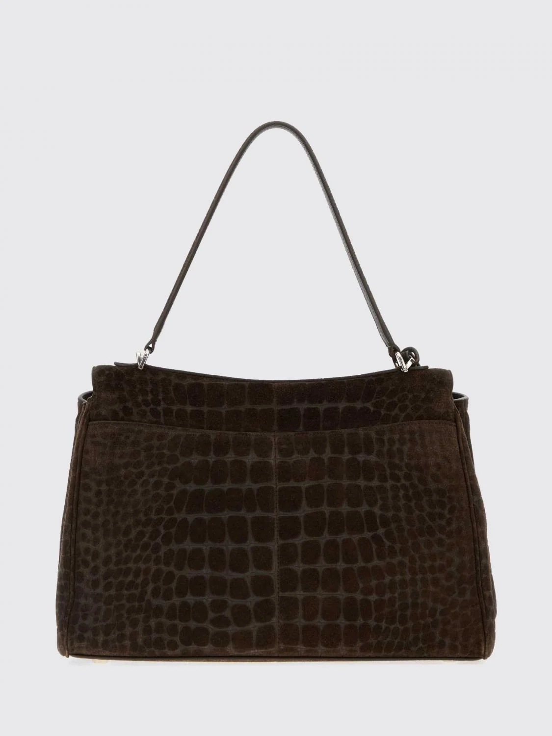 BALENCIAGA OS rodeo shoulder bag in suede with crocodile print